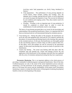 involving  easier  land  preparation  are  slowly  being  introduced  to
farmers;
b. Crop preparations – The performance of c