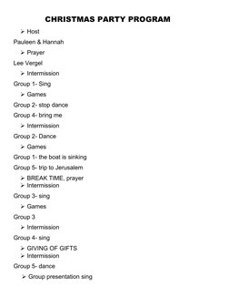 Christmas Party Program Flow Sample | PDF | Christmas