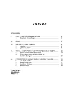 I N D I C E 
 
 
 
INTRODUCCIÓN 
 
I.- 
ASPECTO GENERAL DE MARIANO MELGAR ……………………………………….. 
6 
1.1 
Biografía de