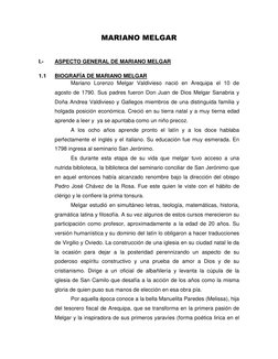 MARIANO MELGAR 
 
 
I.- 
ASPECTO GENERAL DE MARIANO MELGAR 
 
1.1 
BIOGRAFÍA DE MARIANO MELGAR 
Mariano Lorenzo Melgar Valdiv