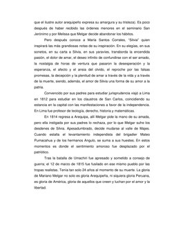 que el ilustre autor arequipeño expresa su amargura y su tristeza). Es poco 
después de haber recibido las órdenes menores en