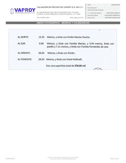 VALUACIÓN DE PROYECTOS VAPROY S.A. DE C.V..
AV, INSURGENTES SUR 1802 INT.SEGUNDO PISO, COLONIA
FLORIDA, ALVARO OBREGON, CIUDA