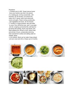 Procedure:
1. Preheat oven to 450°. Roast marrow bones
 (have your butcher saw them into pieces) 
in a roasting pan, turning