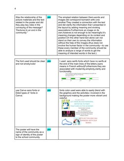 4
Was the relationship of the
picture materials and the text
related in the poster and did
they play key roles in the
conveyi