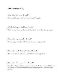 ID Card Size Guide and Standards | PDF | Identity Document | Printer ...