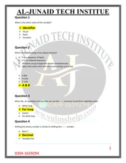 CS201 Midterm MCQs by Junaid Malik | PDF | Pointer (Computer ...