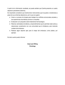 Informe psicológico de Camila Valdebenito | PDF | Depresión (estado de ...