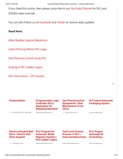 12/8/21, 8:58 AM
Automatic Bottle Filling System using PLC - InstrumentationTools
https://instrumentationtools.com/automatic-