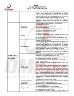 ANEXO 1
FORMULARIO ESTÁNDAR
OBLIGACIÓN DE INFORMAR
pesos mayores a 50 kg o ayuda de compañeros de trabajo.
- Cuando  realice
