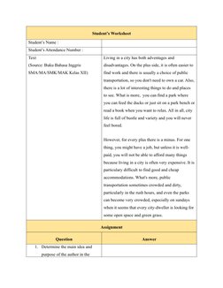 Student’s Worksheet
Student’s Name :                           
Student’s Attendance Number :  
Text
(Source: Buku Bahasa Ing