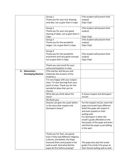 Group 1  
Thank you for very nice drawing 
and idea. Let us give them 2 claps 
(The student will present their 
output)