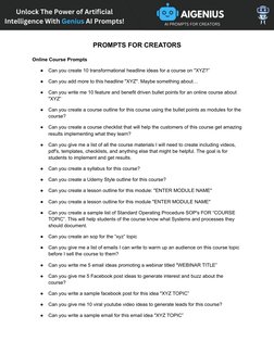 Course Creation Prompts and Checklists | PDF | Digital Marketing ...