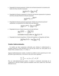 
Propiedad de la función potencial: el límite de una función potencial es la potencia del 
límite de la base elevado al expo