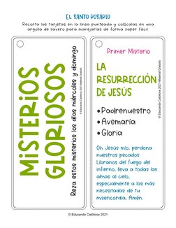 EL SANTO ROSARIO
© Educando Católicos 2021
Recorta las tarjetas en la línea punteada y colócalas en una
argolla de llavero pa