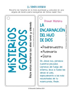 EL SANTO ROSARIO
© Educando Católicos 2021
Recorta las tarjetas en la línea punteada y colócalas en una
argolla de llavero pa
