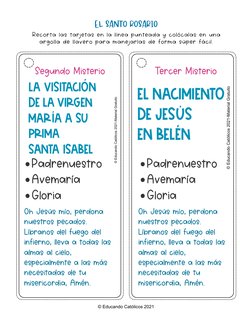 EL SANTO ROSARIO
© Educando Católicos 2021
Recorta las tarjetas en la línea punteada y colócalas en una
argolla de llavero pa