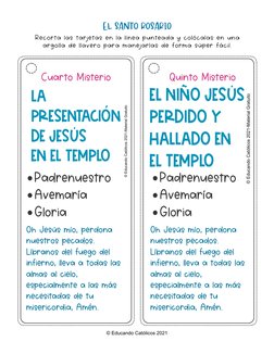 EL SANTO ROSARIO
© Educando Católicos 2021
Recorta las tarjetas en la línea punteada y colócalas en una
argolla de llavero pa