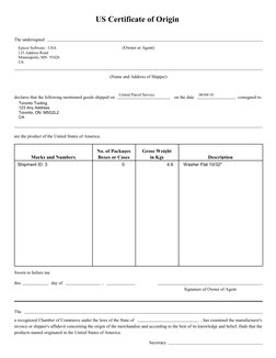 Us Origin Declaration US Certificate of Origin Form | PDF