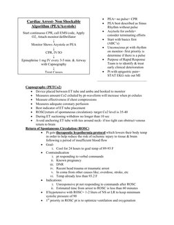 • PEA= no pulse= CPR 
• PEA best described as Sinus 
Rhythm without pulse 
• Asytsole for awhile= 
consider terminating eff