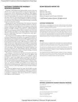Proposed AASHTO Guidelines for Performance-Based Seismic Bridge Design (http://nap.nationalacademies.org/25913)
Copyright Nat