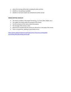 
where the training will be held, including the date and time 

whether or not parking is available 

whether or not lunch
