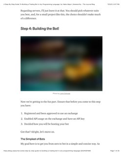 7/22/21, 8:37 PM
A Step-By-Step Guide To Building a Trading Bot In Any Programming Language | by Yakko Majuri | Noteworthy -