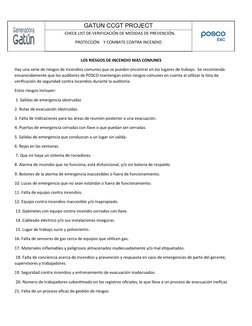 GATUN CCGT PROJECT
   CHECK LIST DE VERIFICACIÓN DE MEDIDAS DE PREVENCIÓN, 
PROTECCIÓN    Y COMBATE CONTRA INCENDIO
LOS RIESG