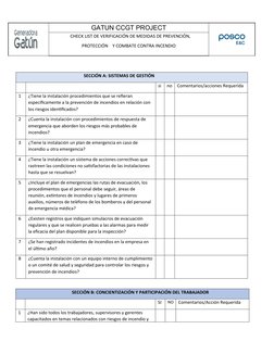 GATUN CCGT PROJECT
   CHECK LIST DE VERIFICACIÓN DE MEDIDAS DE PREVENCIÓN, 
PROTECCIÓN    Y COMBATE CONTRA INCENDIO
SECCIÓN A