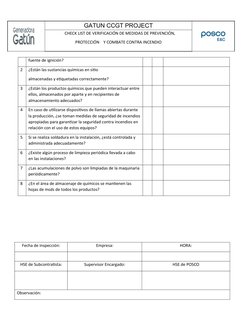 GATUN CCGT PROJECT
   CHECK LIST DE VERIFICACIÓN DE MEDIDAS DE PREVENCIÓN, 
PROTECCIÓN    Y COMBATE CONTRA INCENDIO
fuente de