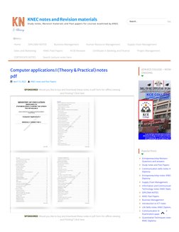 KNEC Computer Applications I Notes | PDF | Computers