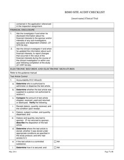 BIMO Site Audit Checklist for Clinical Trials | PDF | Institutional ...