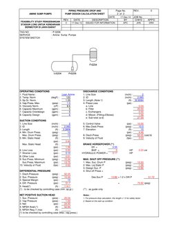 PIPING PRESSURE DROP AND
REV.
0
AMINE SUMP PUMPS
PUMP DESIGN CALCULATION SHEET
DATE
17-Dec-12
JOB No.
-
REV.
DATE
DESCRIPTION