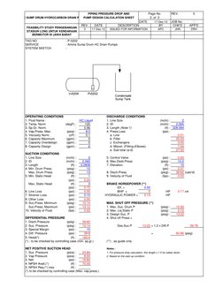 PIPING PRESSURE DROP AND
REV.
0
AMINE SUMP DRUM HYDROCARBON DRAIN PUMPS
PUMP DESIGN CALCULATION SHEET
DATE
17-Dec-12
JOB No.