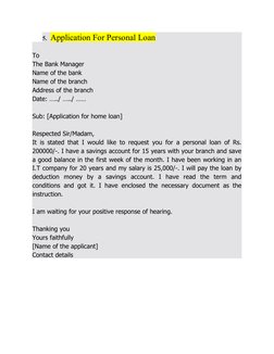 Bank Loan Application Letter Samples | PDF | Banks | Service Industries