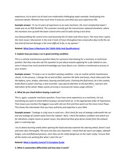 experience, try to point out at least one moderately challenging repair example. Avoid going into 
excessive details. Mention