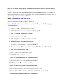 can design and develop cars, so I worked hard and got an automobile engineering degree to pursue my 
passion.
I ranked in the