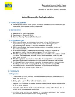 Roofing Installation Method Statement | PDF | Occupational Safety And ...