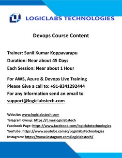Devops Course Content 
 
Trainer: Sunil Kumar Koppavarapu 
Duration: Near about 45 Days 
Each Session: Near about