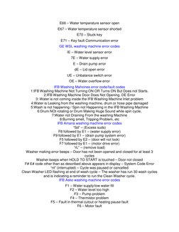 Washing Machine Error Codes Guide | PDF | Washing Machine | Clothes Dryer