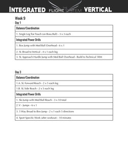 Week 9
Day 1
Balance/Coordination
1. Single Leg Toe Touch (on Bosu Ball) - 3 x 3 each
Integrated Power Drills
1. Box Jump wit