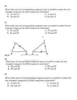 Grade 8 Math 4th Quarter Exam Review | PDF | Triangle | Perpendicular