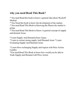 why you need Read This Book?
* You need Read this book to know a general idea about Wyckoff
Method. 
* You Need this book to
