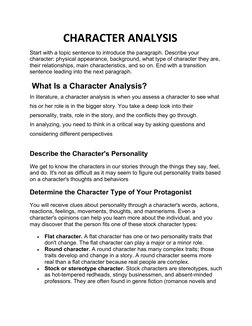 Character Analysis Guide and Examples | PDF | Psychology
