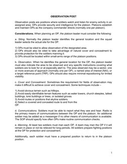 Military Observation Post Guidelines | PDF | Platoon | Warfare