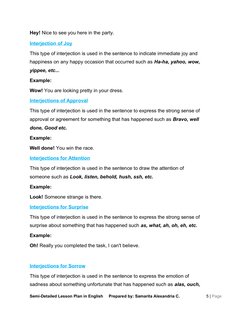 Interjection Lesson Plan for Grade 7 | PDF | Lesson Plan | Linguistics