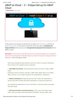 Eclipse Setup for ABAP on Cloud | PDF | Eclipse (Software) | Computing