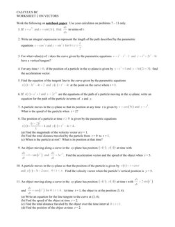 Vector Calculus Practice Question Basic Vector Calculus BC Worksheet 2 | PDF | Acceleration | Speed