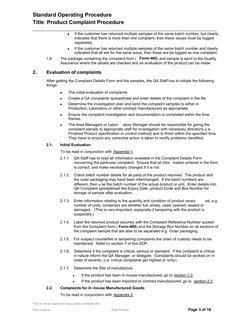 Standard Operating Procedure                                          
Title: Product Complaint Procedure 
__________________