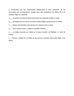 6.  Comprueba  que  has  comprendido  debidamente  el  texto  marcando,  de  los
enunciados que te proponemos, aquellos que s