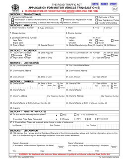 Motor Vehicle Transaction Application Form | PDF | Identity Document ...